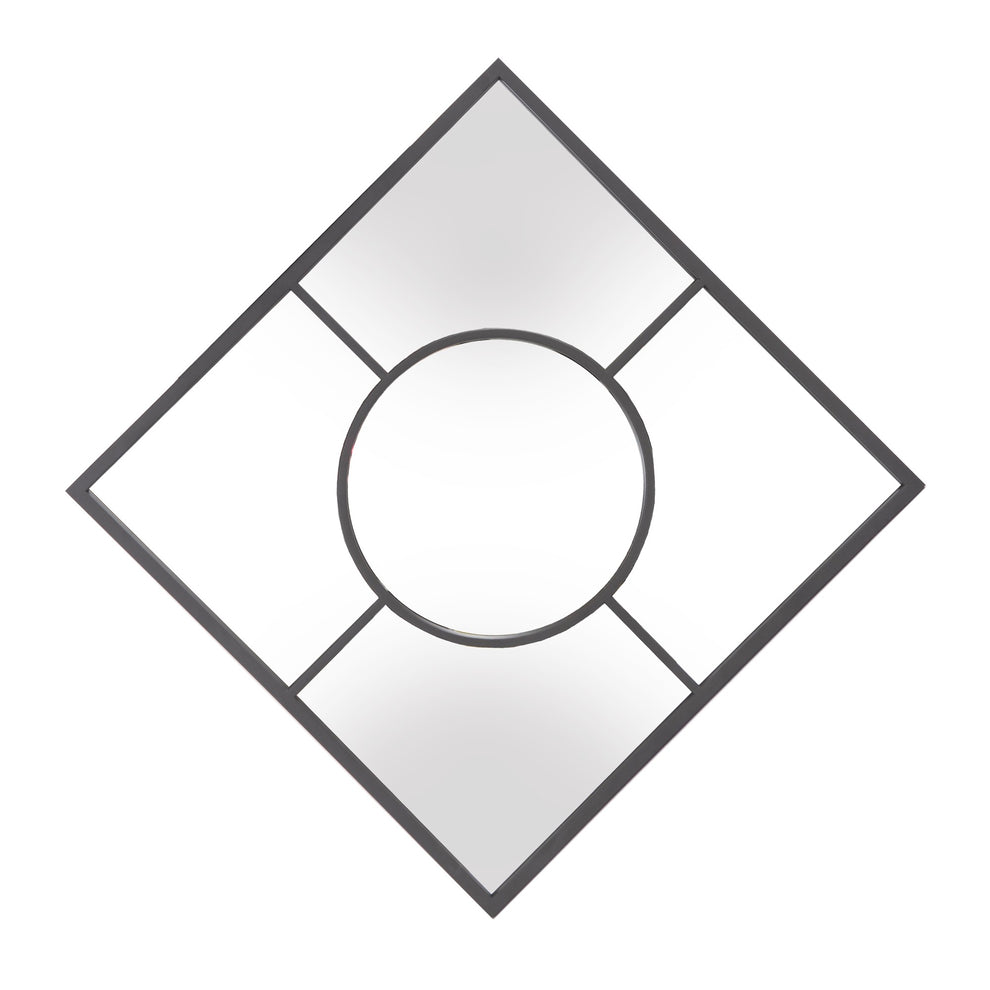 Graphite Geometric Design Square Metal Wall Mirror By Homeroots | Mirrors | Modishstore - 4