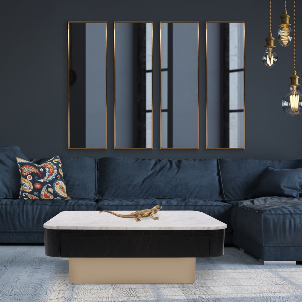 Antiqued Brushed Brass Rectangular Full Length Wall Mirror By Homeroots | Mirrors | Modishstore