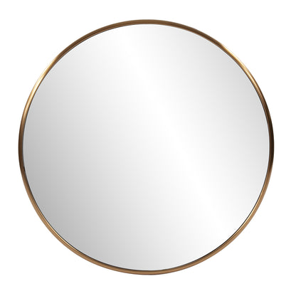 32" Antiqued Brushed Brass Round Wall Mirror By Homeroots | Mirrors | Modishstore