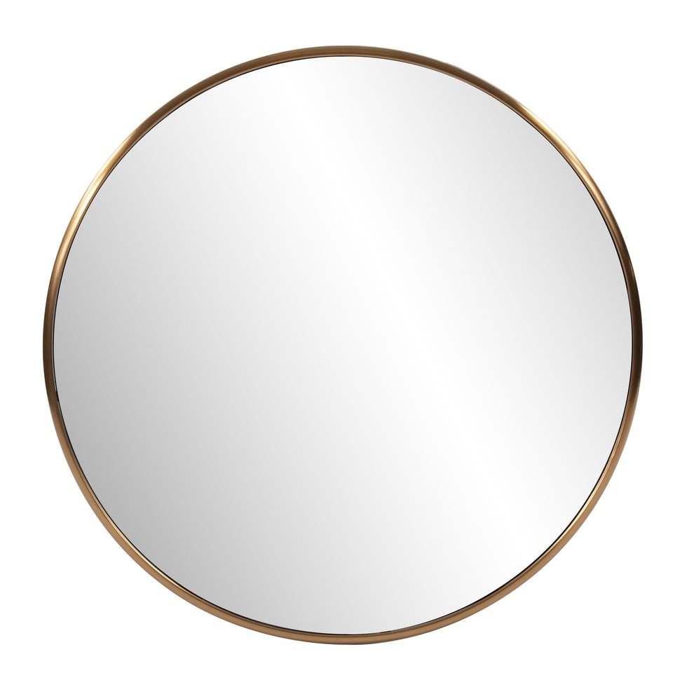 32" Antiqued Brushed Brass Round Wall Mirror By Homeroots | Mirrors | Modishstore - 2