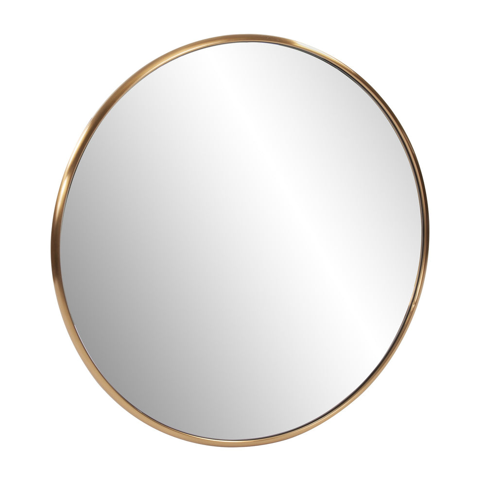 32" Antiqued Brushed Brass Round Wall Mirror By Homeroots | Mirrors | Modishstore - 3