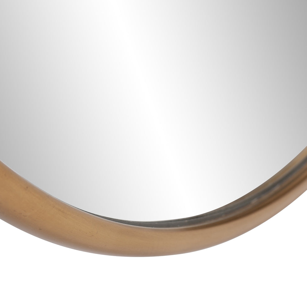 32" Antiqued Brushed Brass Round Wall Mirror By Homeroots | Mirrors | Modishstore - 4