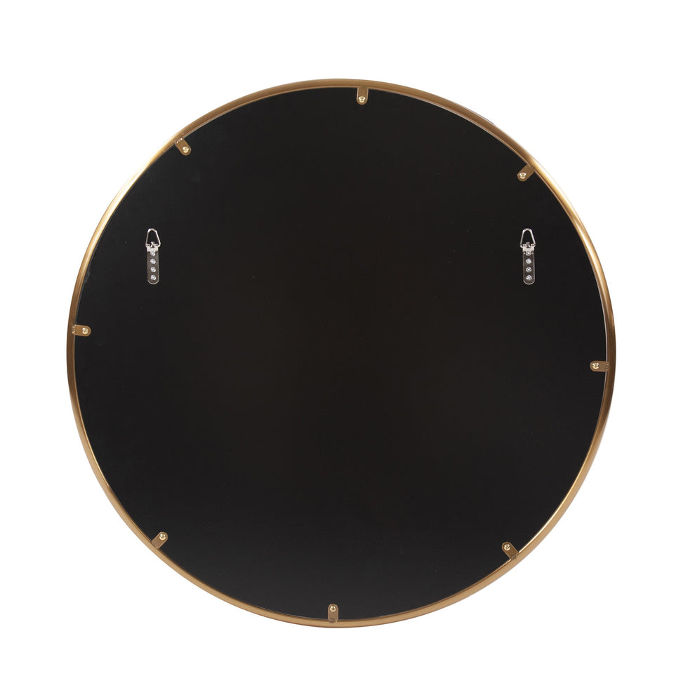 32" Antiqued Brushed Brass Round Wall Mirror By Homeroots | Mirrors | Modishstore - 5