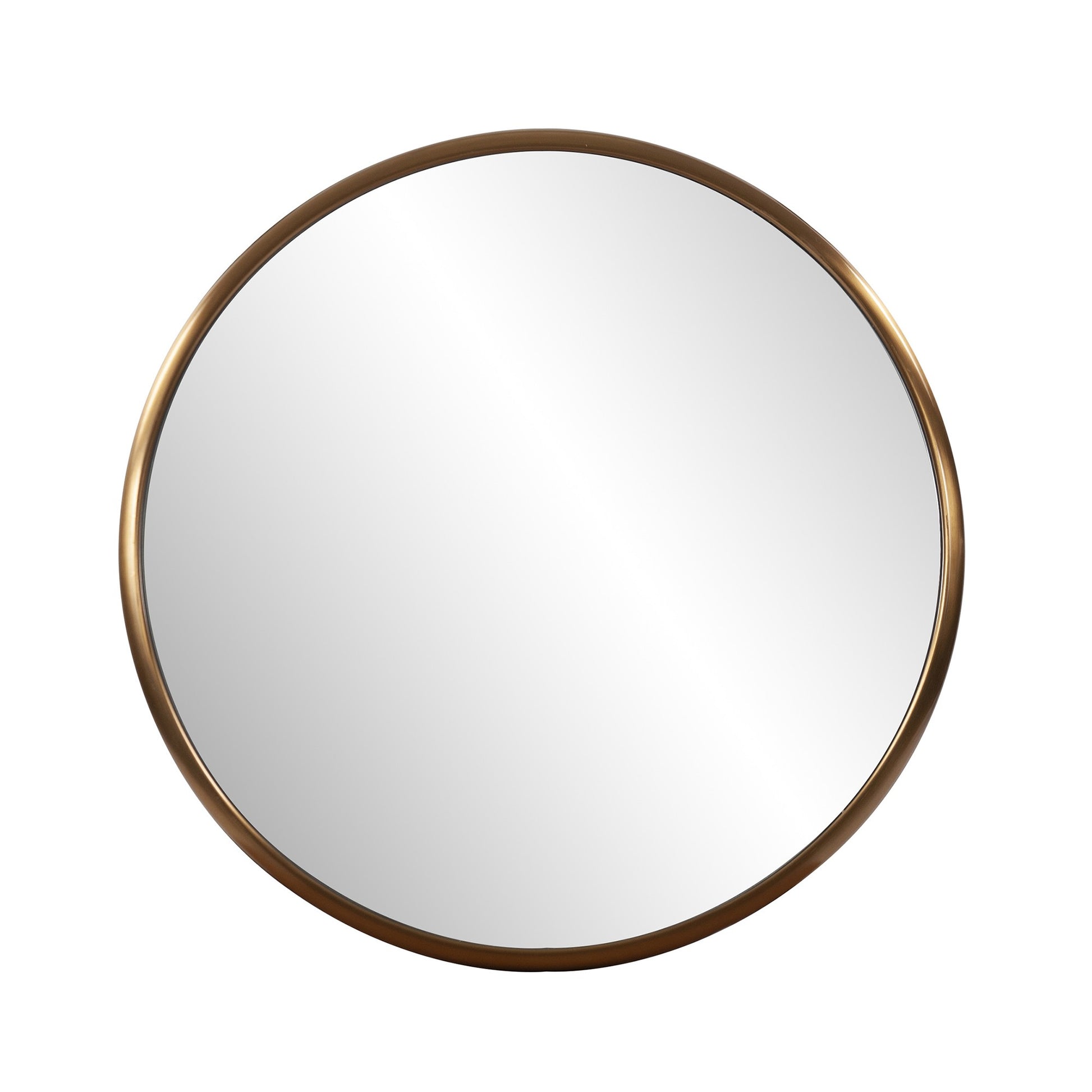 20" Antiqued Brushed Brass Round Wall Mirror By Homeroots | Mirrors | Modishstore