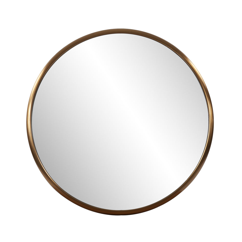 20" Antiqued Brushed Brass Round Wall Mirror By Homeroots | Mirrors | Modishstore - 2