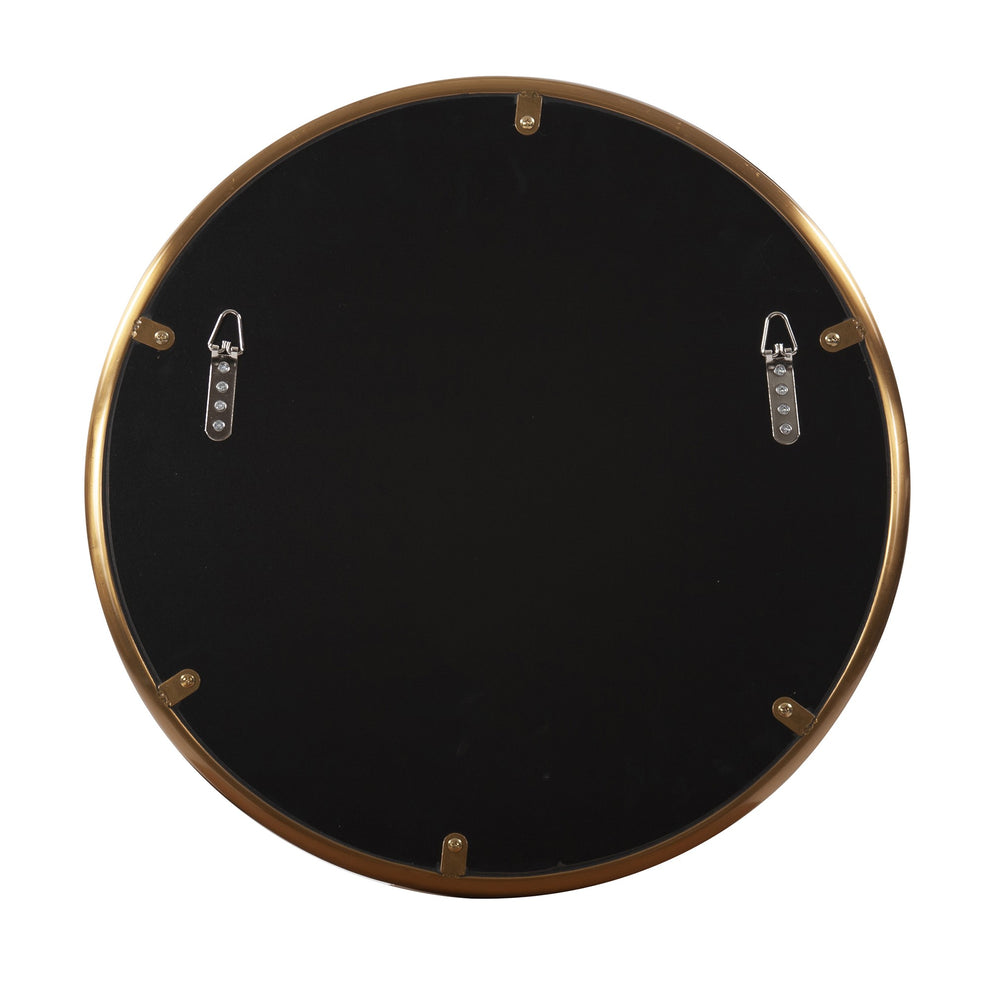 20" Antiqued Brushed Brass Round Wall Mirror By Homeroots | Mirrors | Modishstore - 5