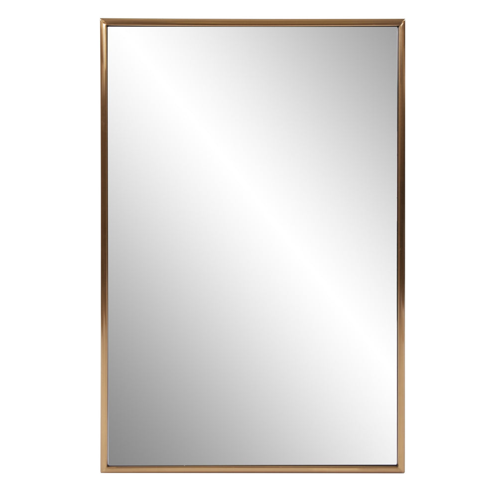 Antiqued Brushed Brass Rectangular Wall Mirror By Homeroots | Mirrors | Modishstore - 2