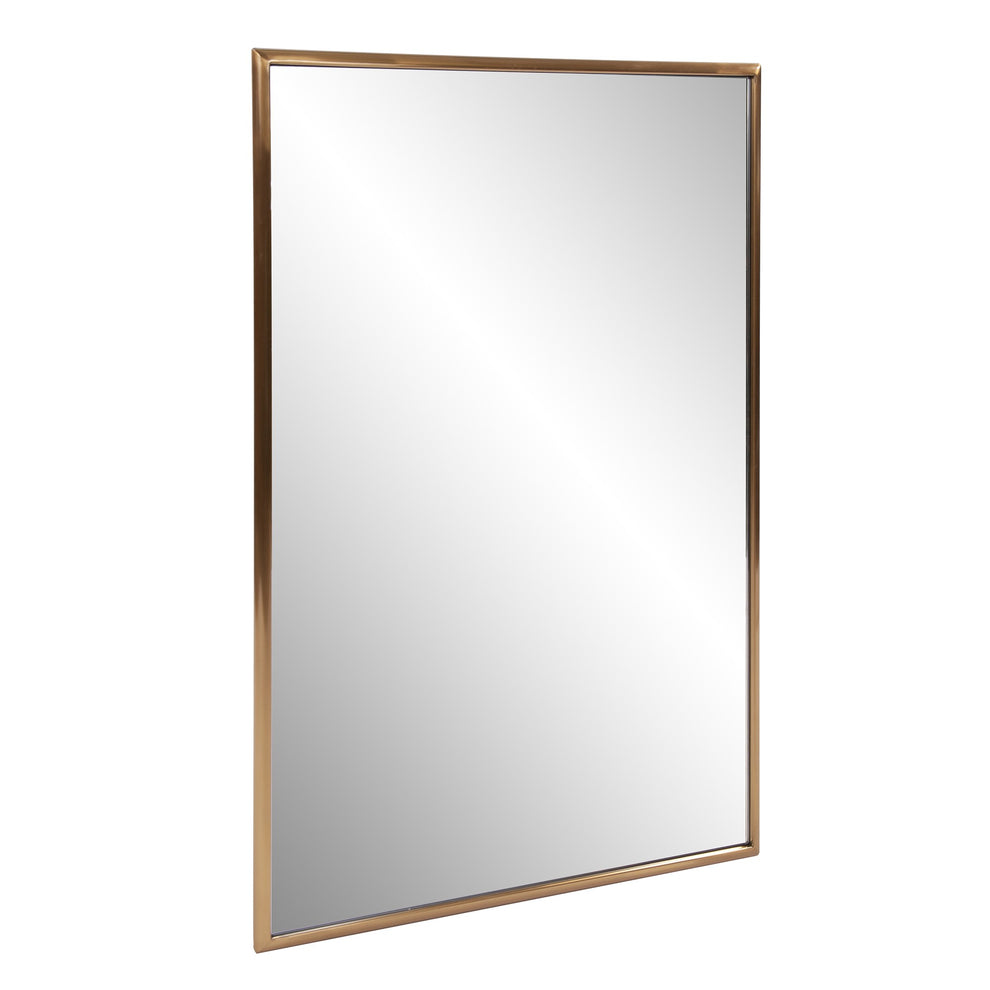 Antiqued Brushed Brass Rectangular Wall Mirror By Homeroots | Mirrors | Modishstore - 3