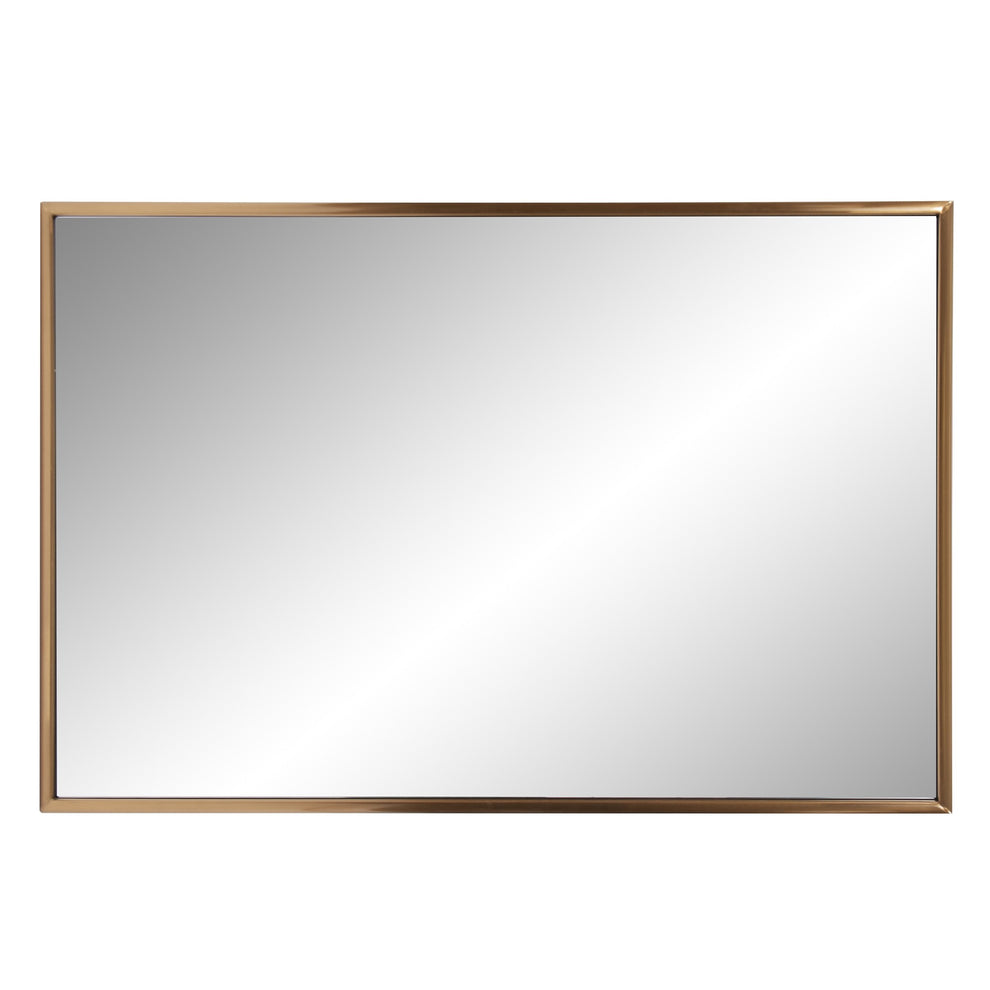 Antiqued Brushed Brass Rectangular Wall Mirror By Homeroots | Mirrors | Modishstore - 4