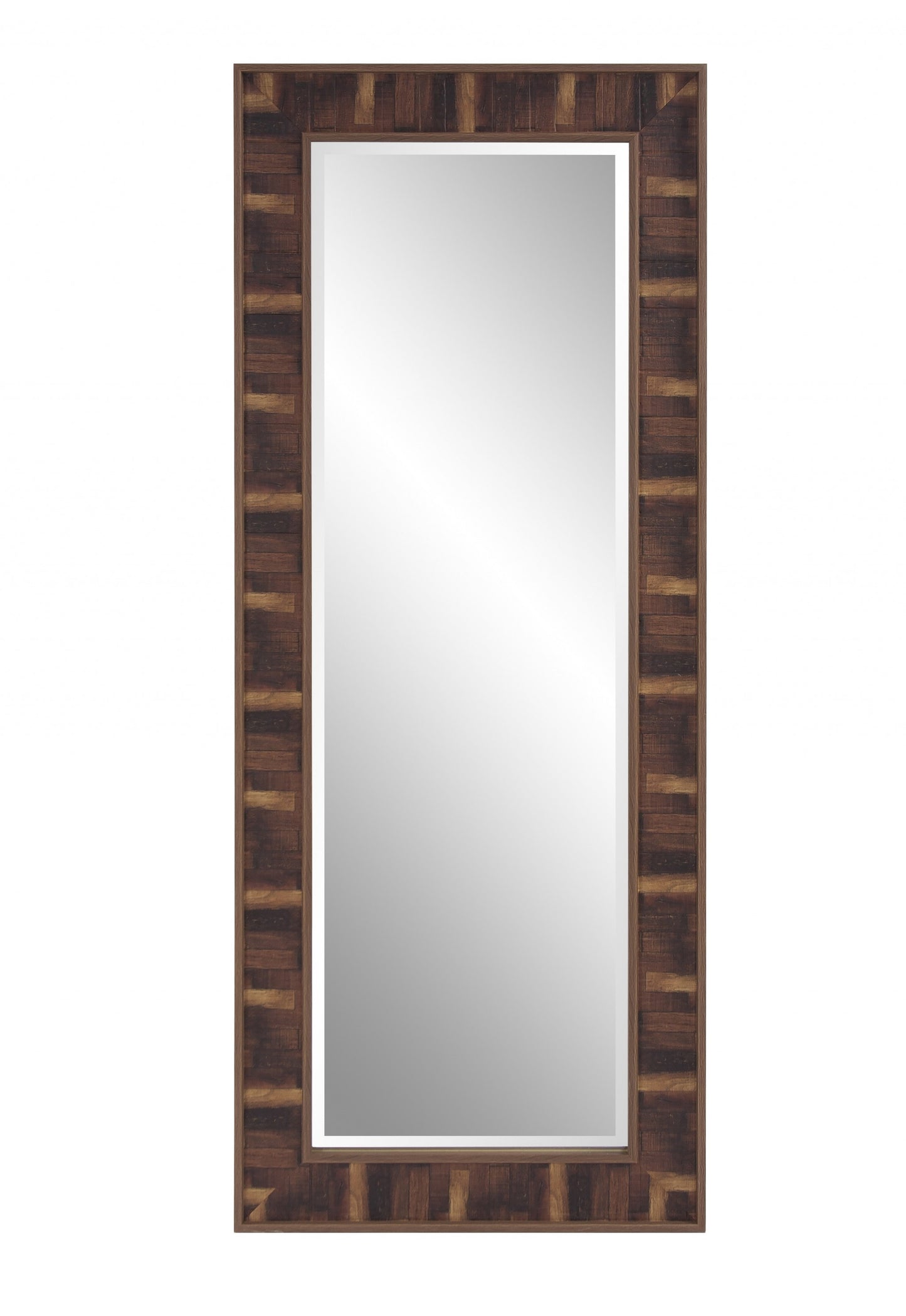 Rich Rustic Brown Faux Wood Full Body Wall Mirror By Homeroots | Mirrors | Modishstore