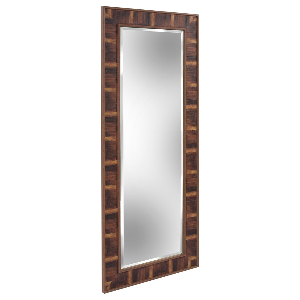 Rich Rustic Brown Faux Wood Full Body Wall Mirror By Homeroots | Mirrors | Modishstore - 4