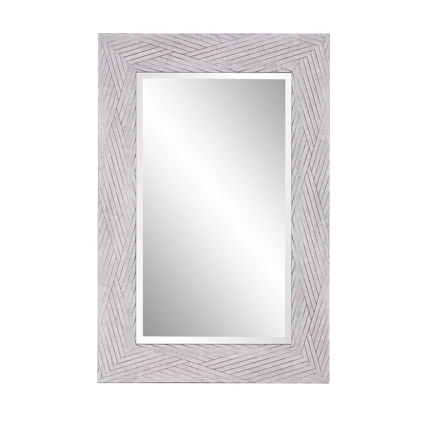 Weathered Gray Woven Faux Wood Rectangular Mirror By Homeroots | Mirrors | Modishstore - 2