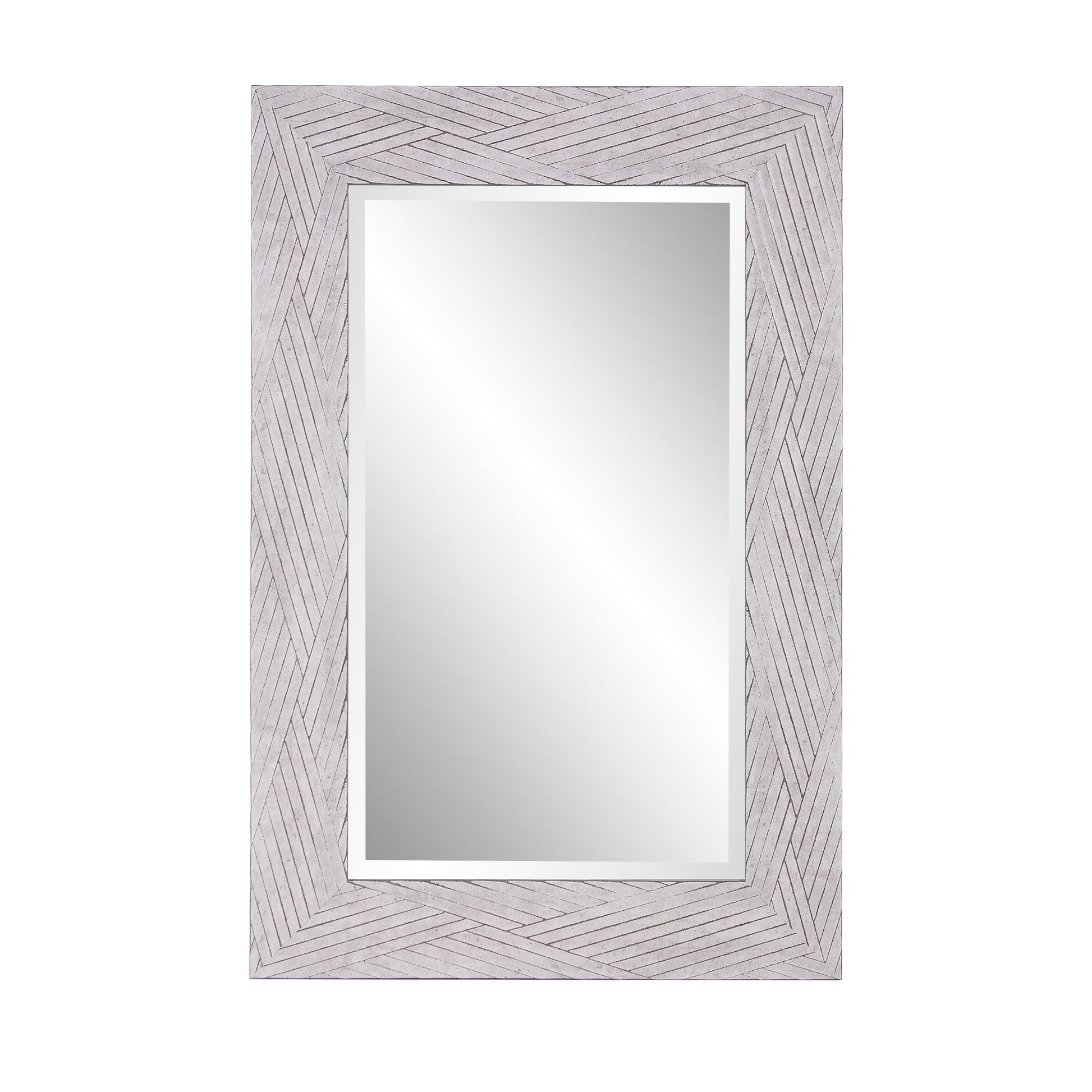 Weathered Gray Woven Faux Wood Rectangular Mirror By Homeroots | Mirrors | Modishstore - 2