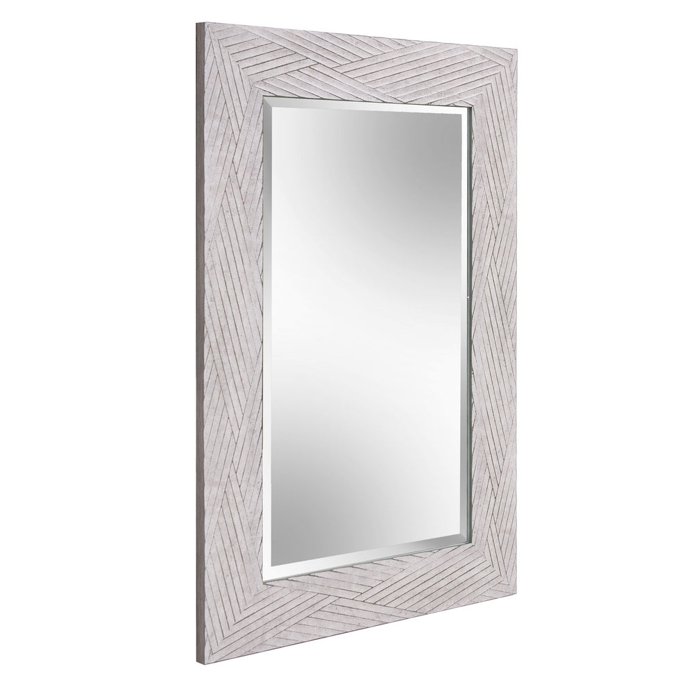 Weathered Gray Woven Faux Wood Rectangular Mirror By Homeroots | Mirrors | Modishstore - 3