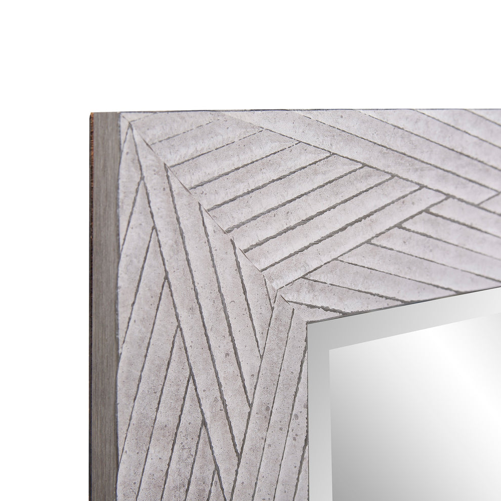 Weathered Gray Woven Faux Wood Rectangular Mirror By Homeroots | Mirrors | Modishstore - 4