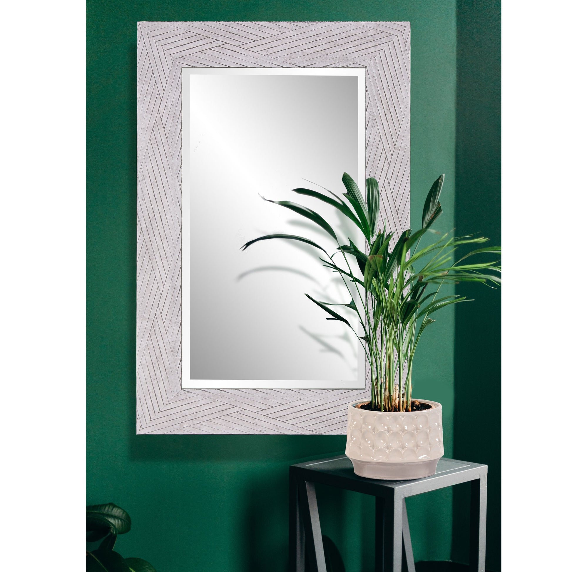 Weathered Gray Woven Faux Wood Rectangular Mirror By Homeroots | Mirrors | Modishstore