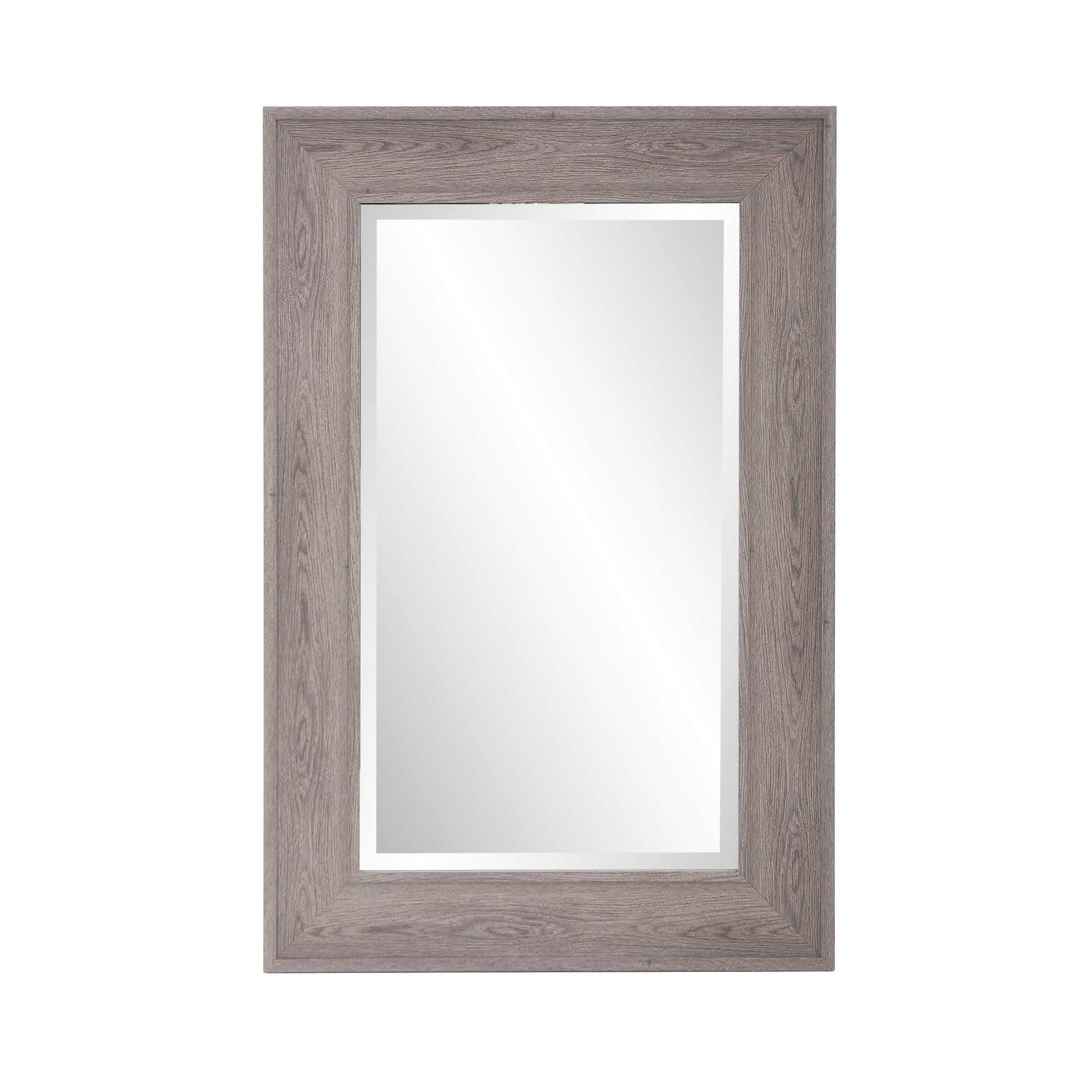 Warm Gray Faux Wood Beveled Rectangular Mirror By Homeroots | Mirrors | Modishstore