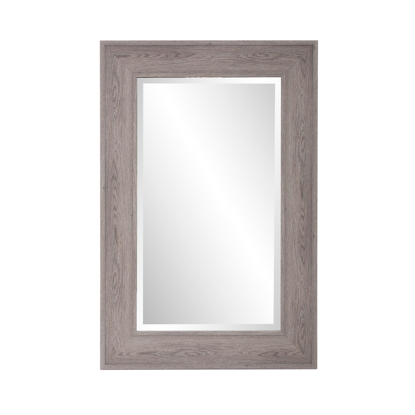 Warm Gray Faux Wood Beveled Rectangular Mirror By Homeroots | Mirrors | Modishstore - 2
