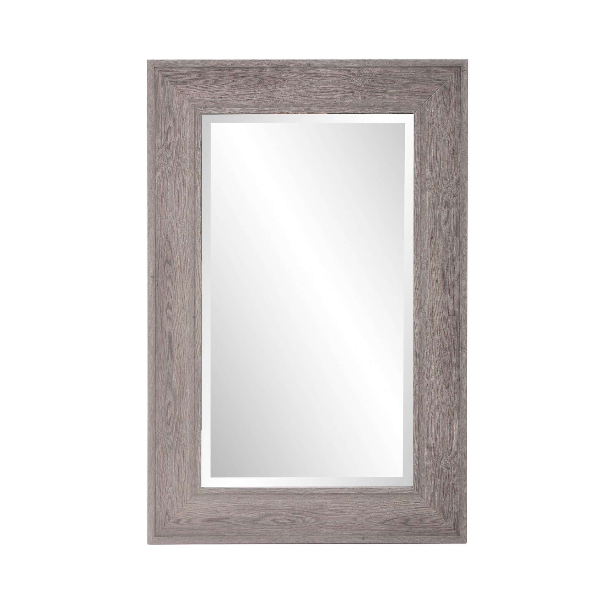 Warm Gray Faux Wood Beveled Rectangular Mirror By Homeroots | Mirrors | Modishstore - 2