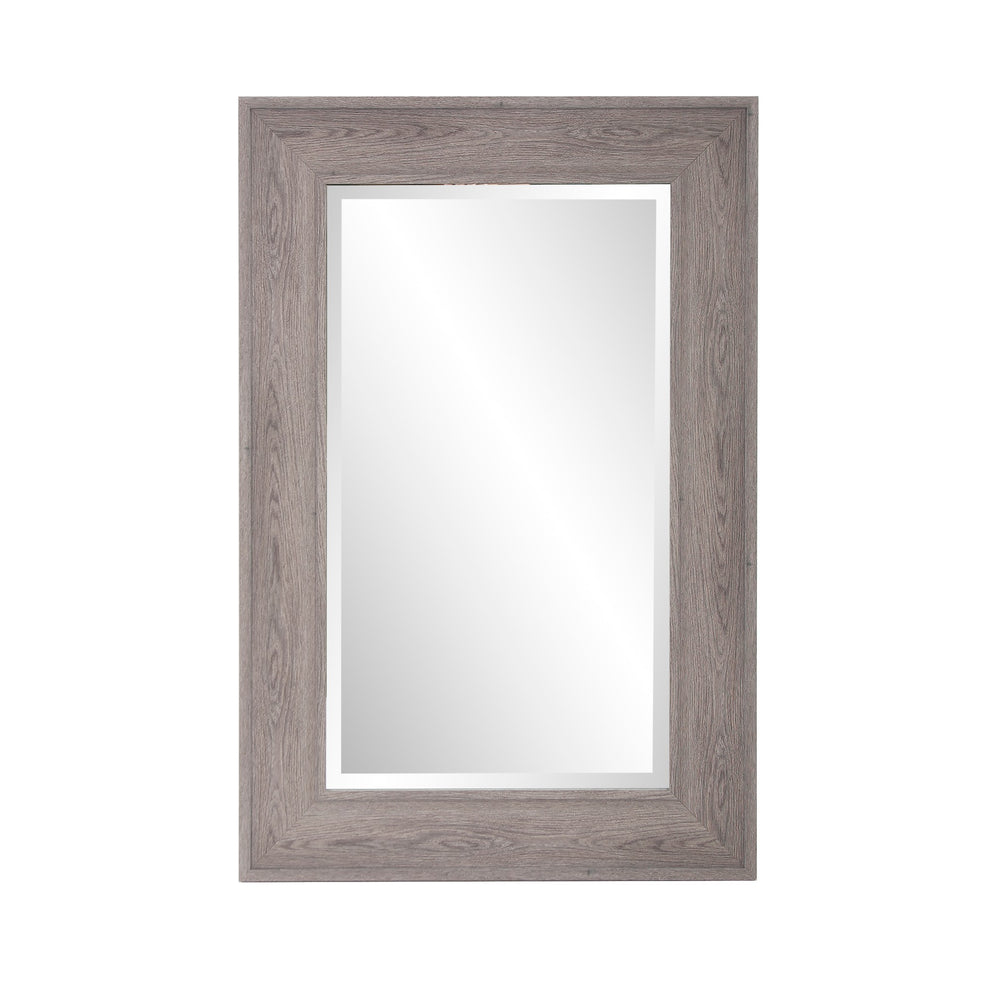 Warm Gray Faux Wood Beveled Rectangular Mirror By Homeroots | Mirrors | Modishstore - 2