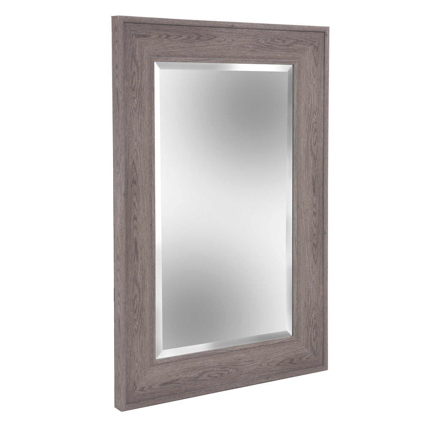 Warm Gray Faux Wood Beveled Rectangular Mirror By Homeroots | Mirrors | Modishstore - 3