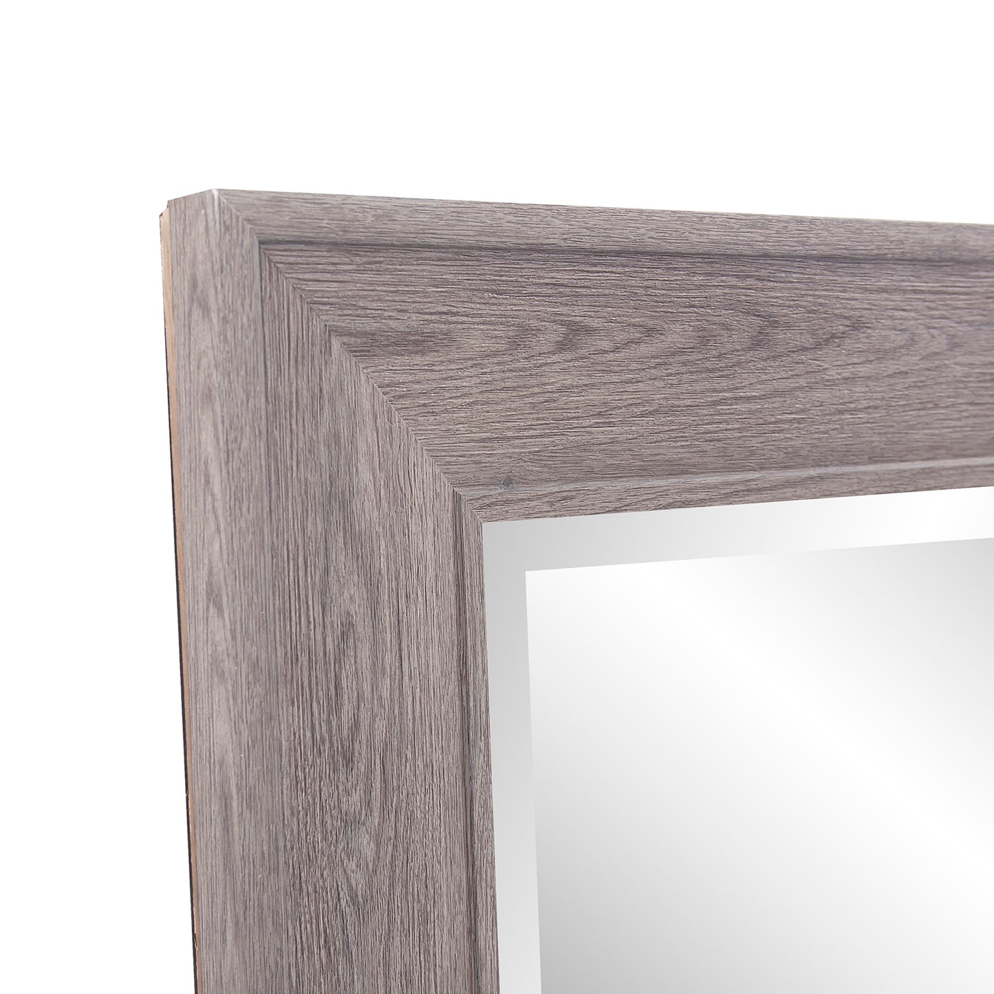 Warm Gray Faux Wood Beveled Rectangular Mirror By Homeroots | Mirrors | Modishstore - 3