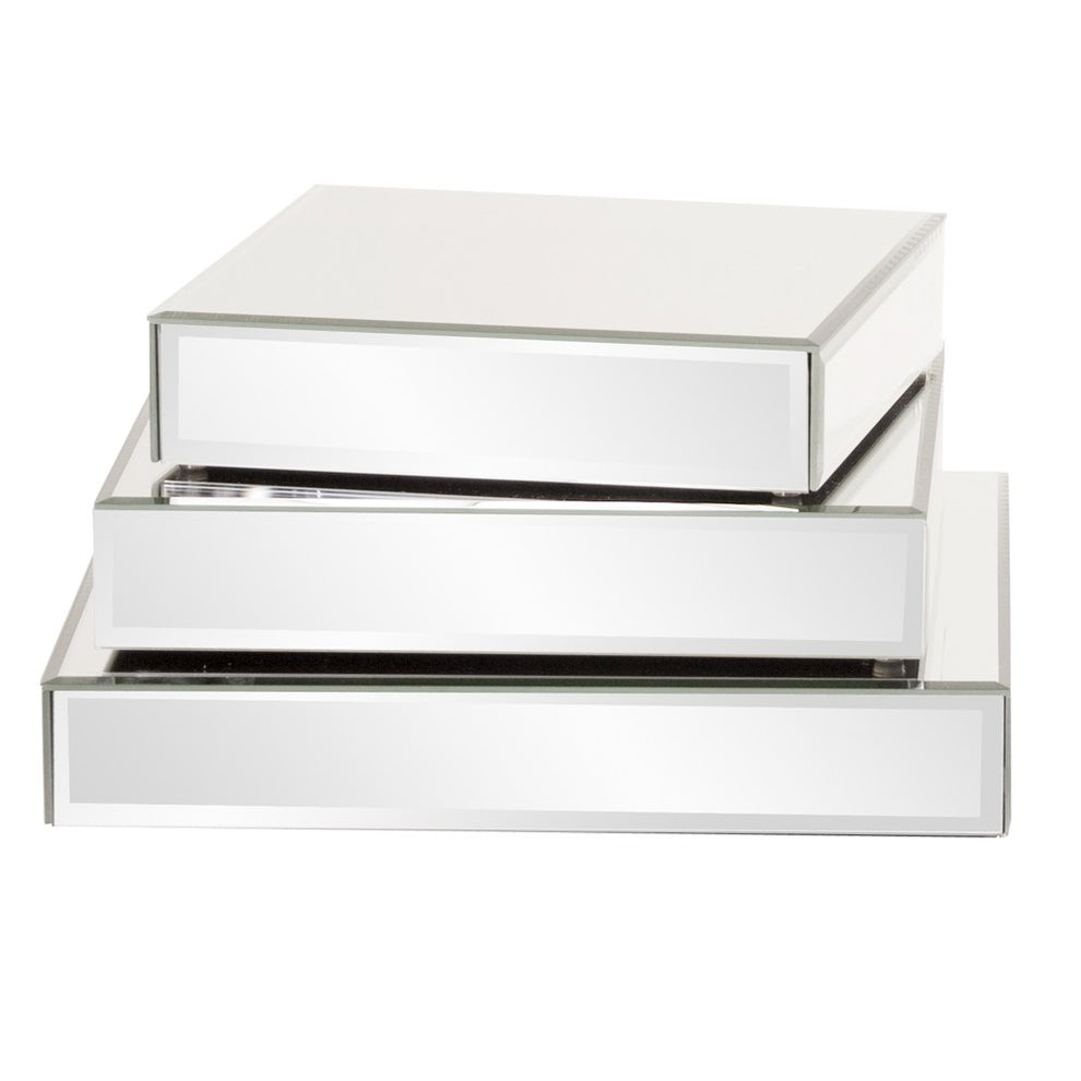 Set of Three Mirrored Rectangular Display Platforms By Homeroots | Sculptures | Modishstore - 2