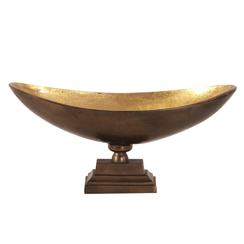 Rustic Bronze Oblong Footed Centerpiece Bowl By Homeroots | Bowls | Modishstore