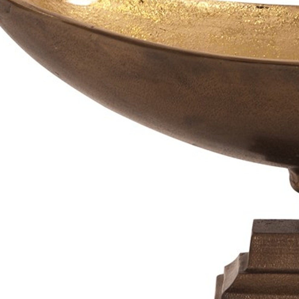 Rustic Bronze Oblong Footed Centerpiece Bowl By Homeroots | Bowls | Modishstore - 5