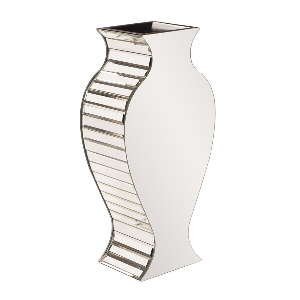 Beveled Mirrored Panel Curvy Tall Vase By Homeroots | Vases | Modishstore - 2