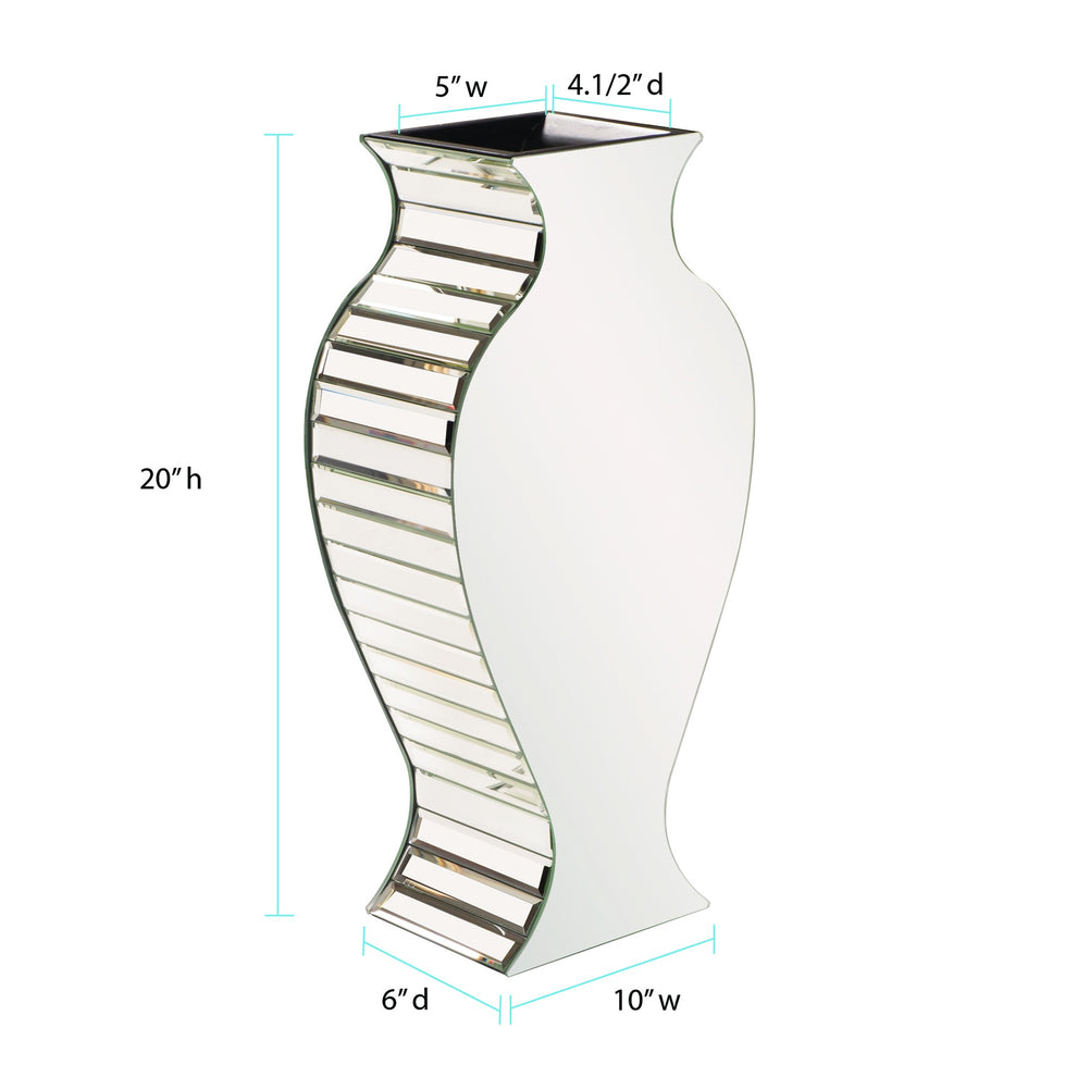 Beveled Mirrored Panel Curvy Tall Vase By Homeroots | Vases | Modishstore - 3