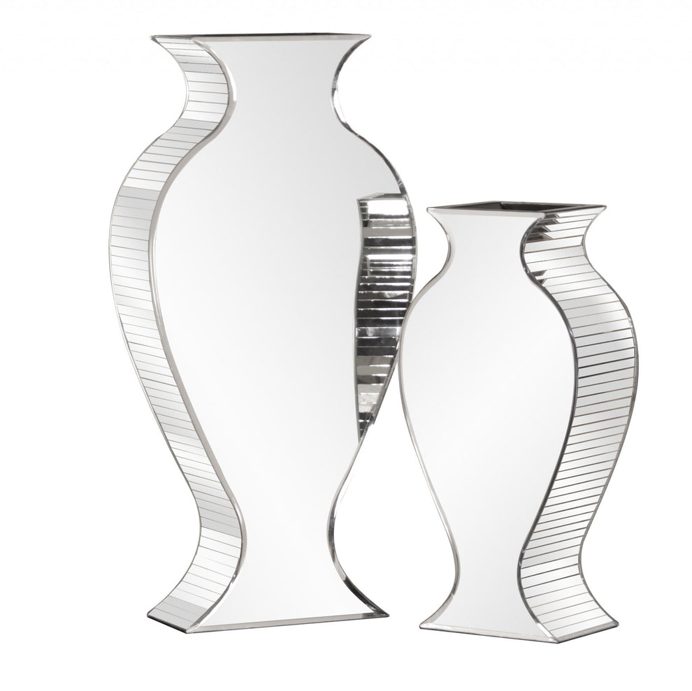 Beveled Mirrored Panel Curvy Tall Vase By Homeroots | Vases | Modishstore - 5