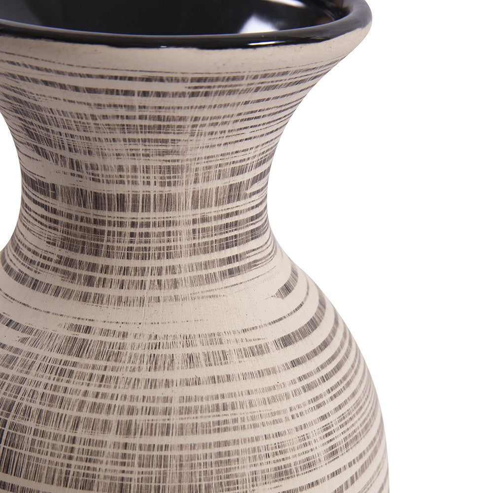 Modern Farmhouse Latte Striped Ceramic Floor Vase By Homeroots | Vases | Modishstore - 2