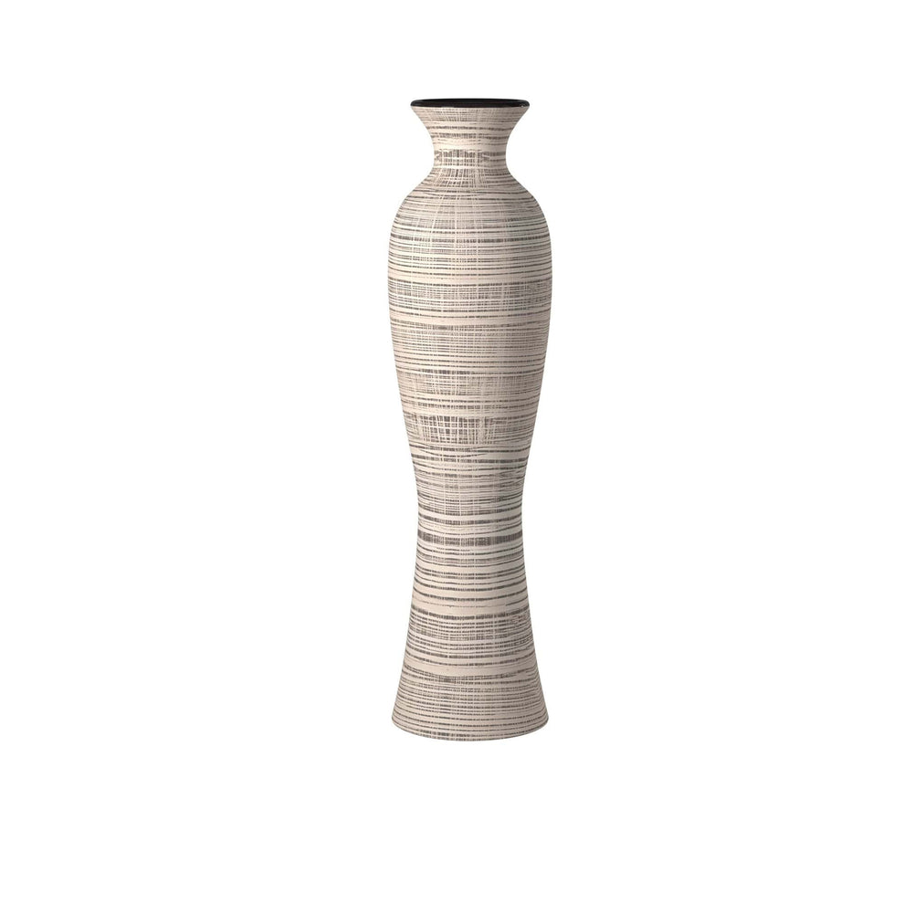 Modern Farmhouse Latte Striped Ceramic Floor Vase By Homeroots | Vases | Modishstore - 4