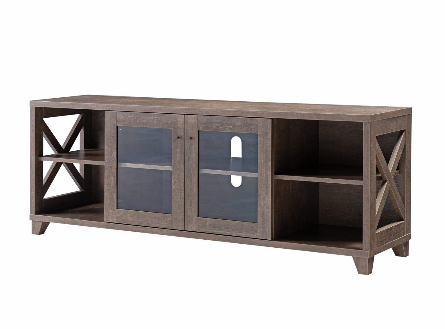 Modern Rustic Walnut Oak TV Console Cabinet By Homeroots | TV Stands | Modishstore - 3