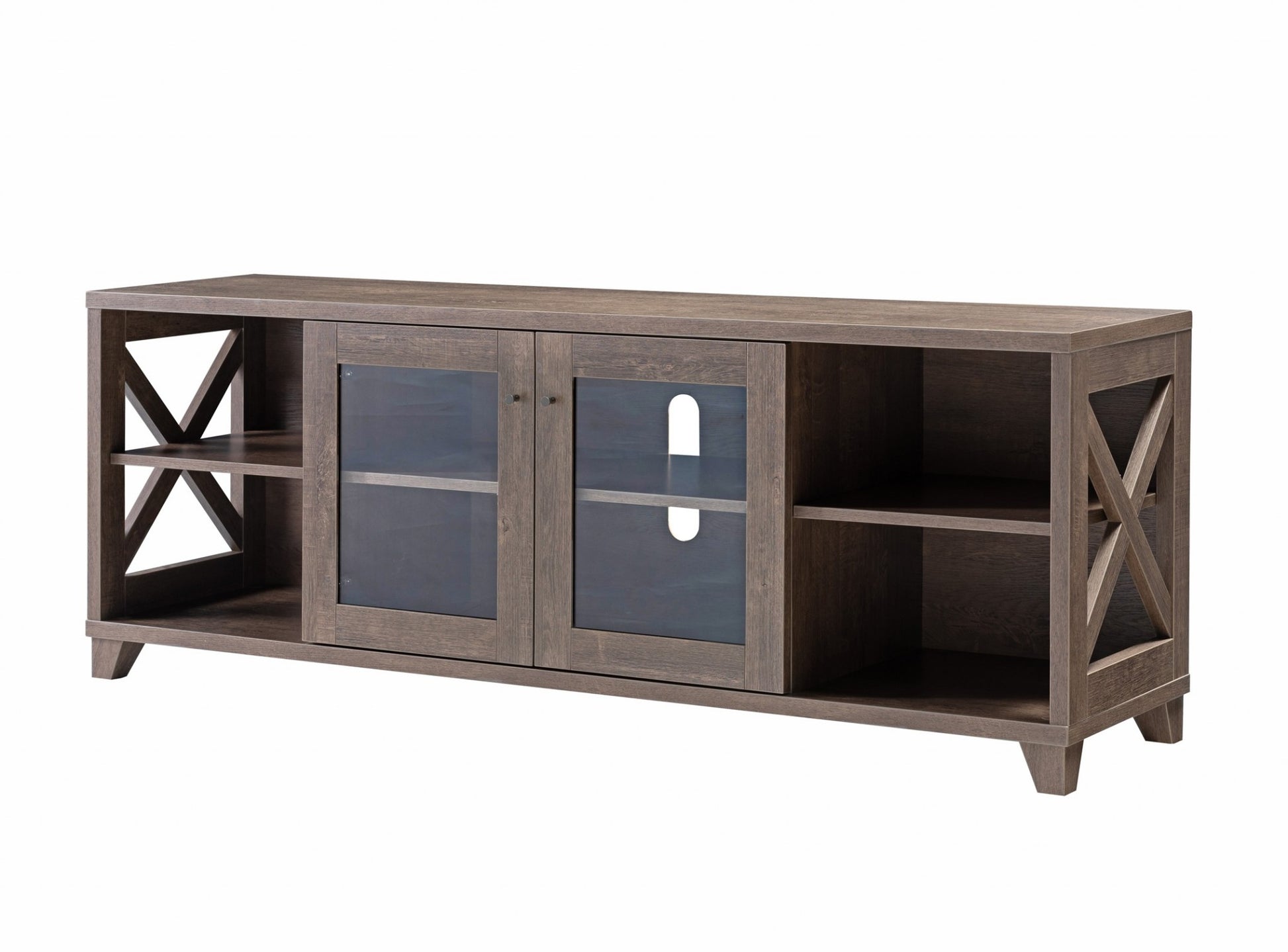 Modern Rustic Walnut Oak TV Console Cabinet By Homeroots | TV Stands | Modishstore - 3