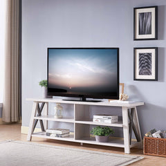 Contemporary White and Gray TV Stand By Homeroots