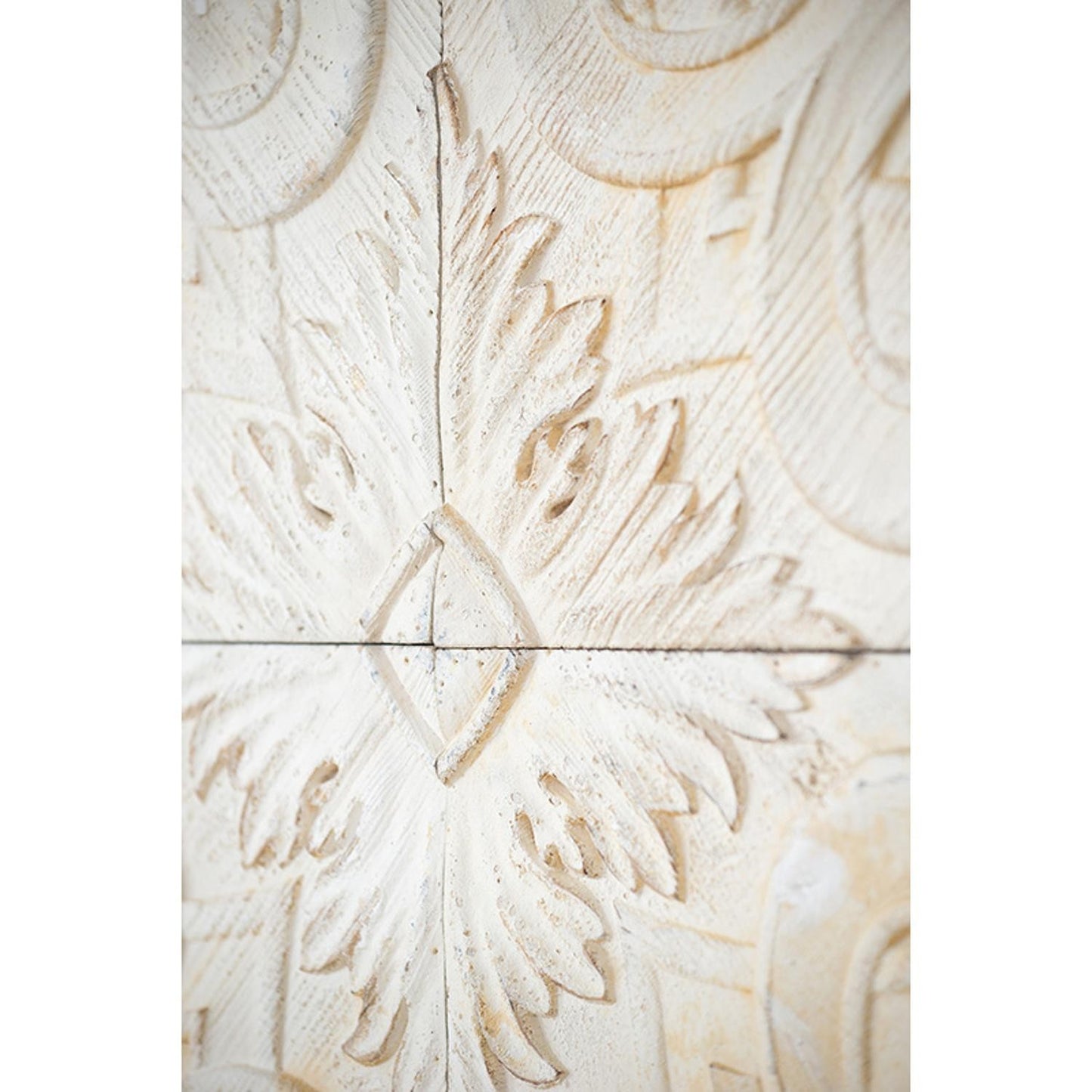 Set of 4 Whitewashed Arabesque Carved Wall Art By Homeroots | Wall Decor | Modishstore - 5