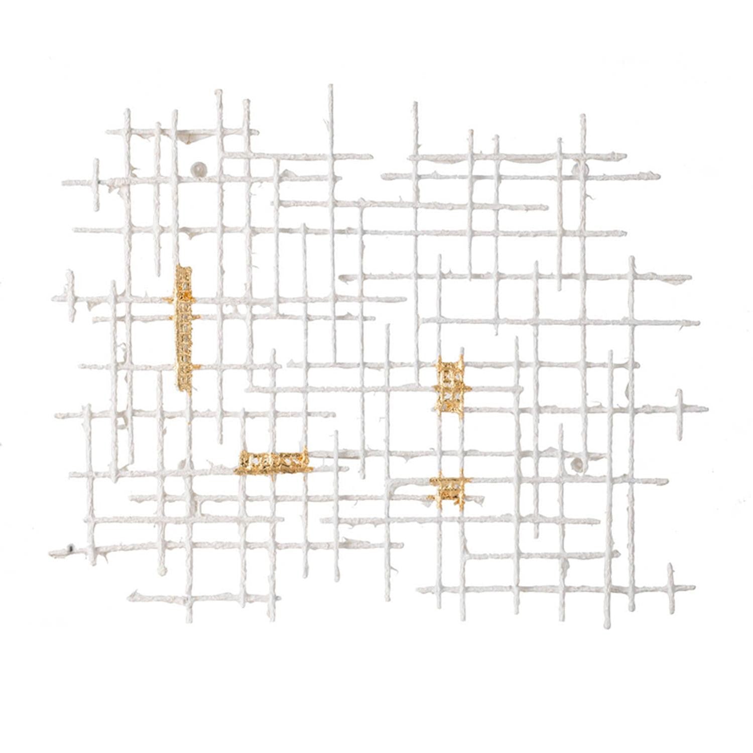 Contemporary Large White and Gold Geo Grid Wall Art By Homeroots | Wall Decor | Modishstore - 2
