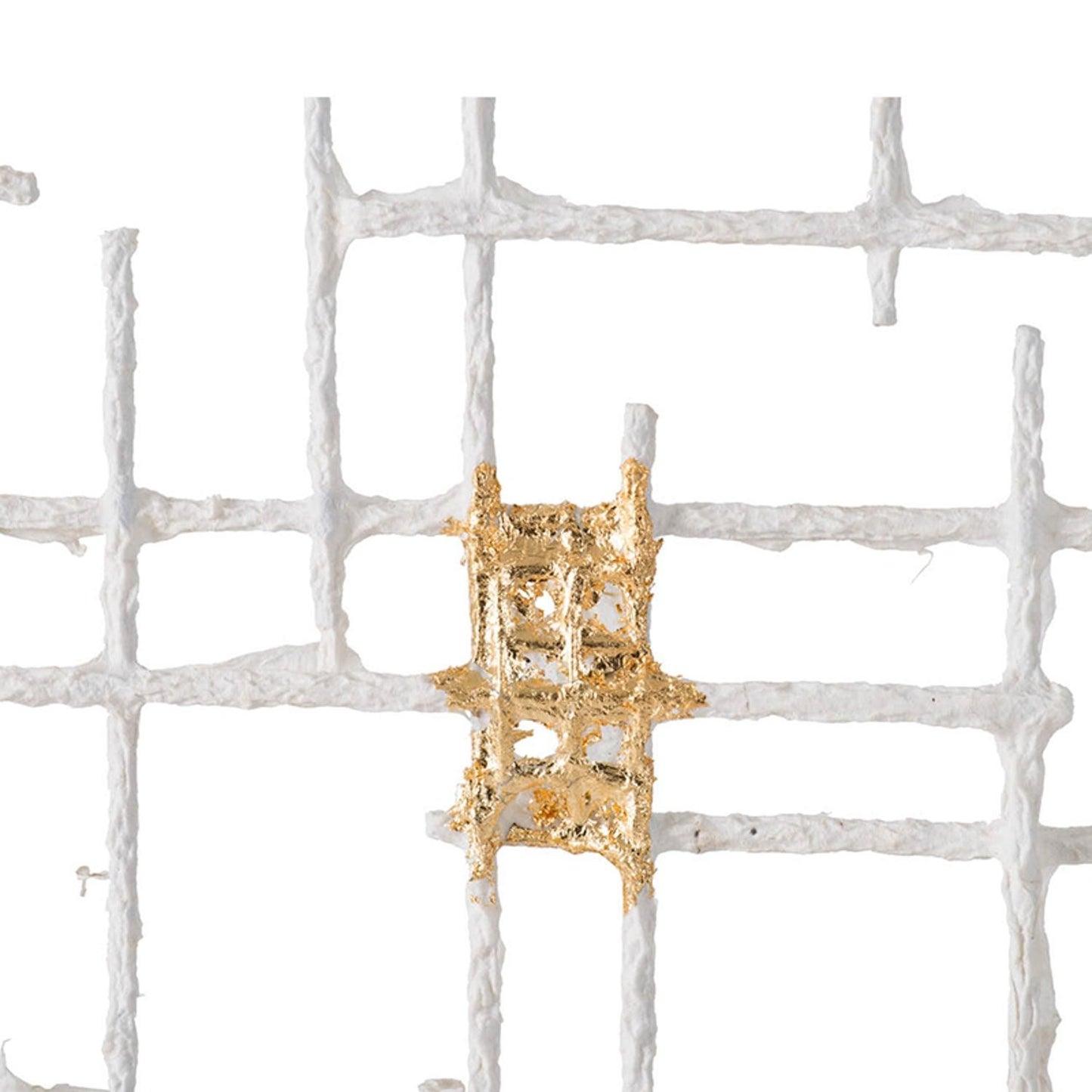 Contemporary Large White and Gold Geo Grid Wall Art By Homeroots | Wall Decor | Modishstore - 3