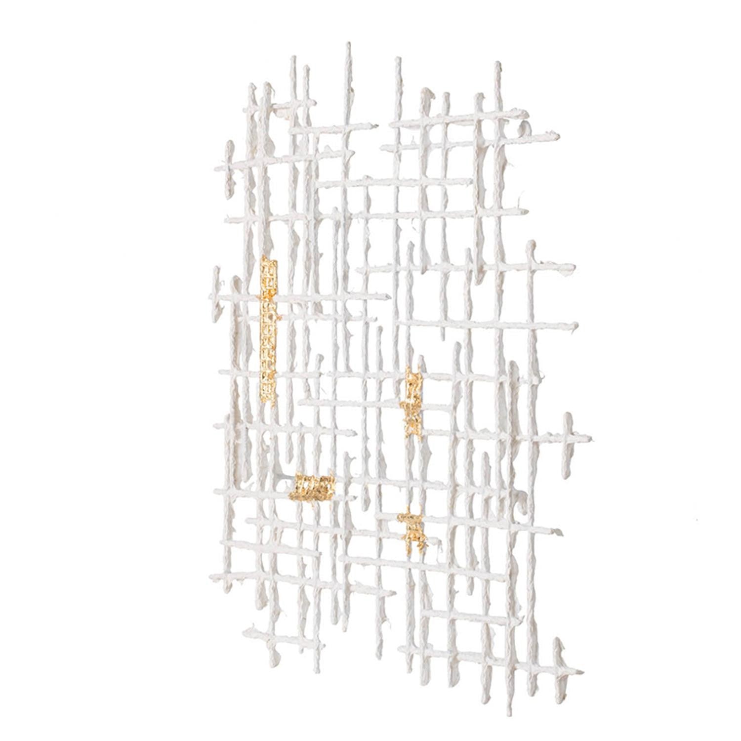 Contemporary Large White and Gold Geo Grid Wall Art By Homeroots | Wall Decor | Modishstore - 4