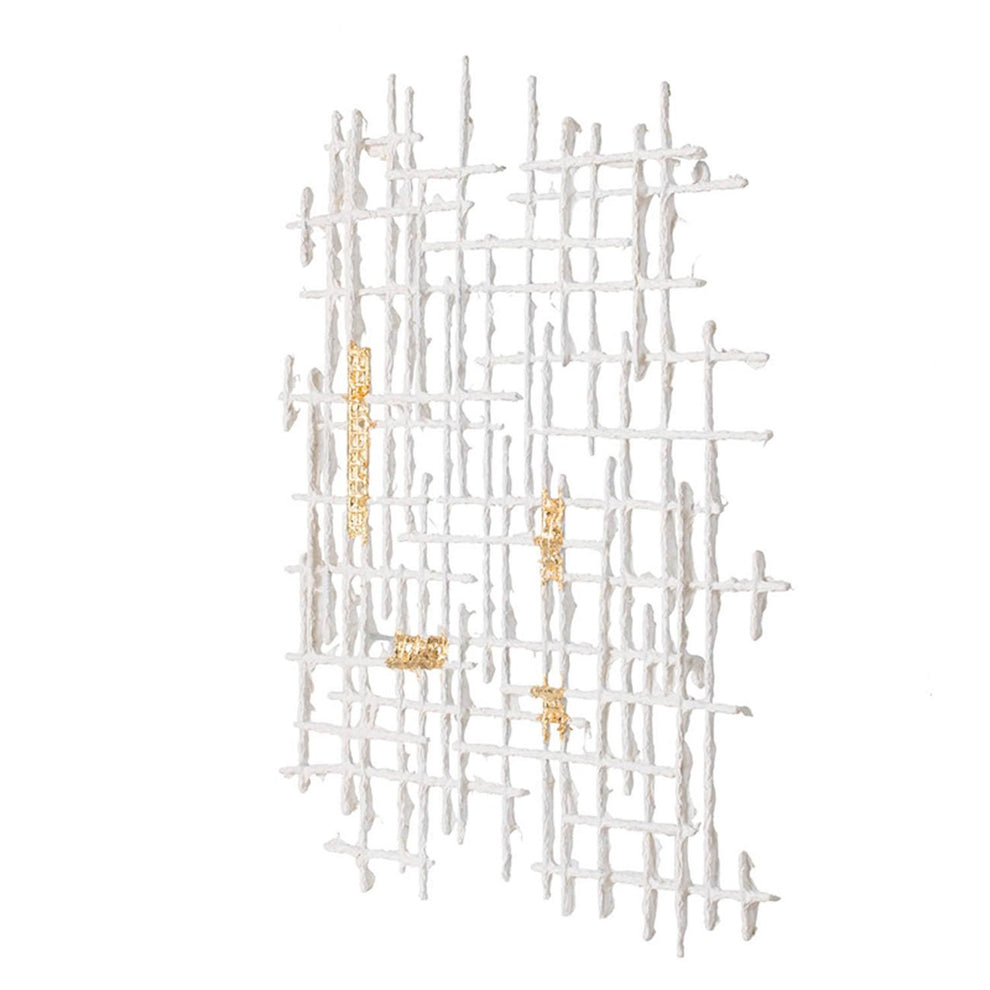 Contemporary Large White and Gold Geo Grid Wall Art By Homeroots | Wall Decor | Modishstore - 4