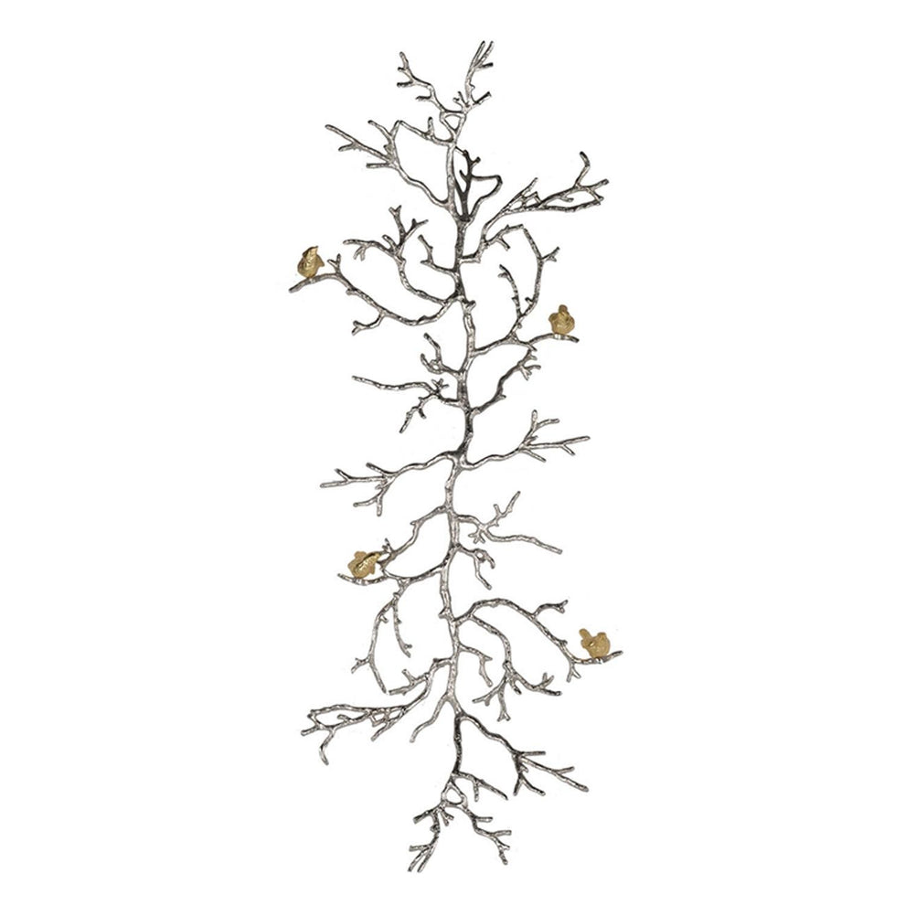 Modern 44" Silver Branch and Golden Birds Wall Art By Homeroots | Wall Decor | Modishstore - 2