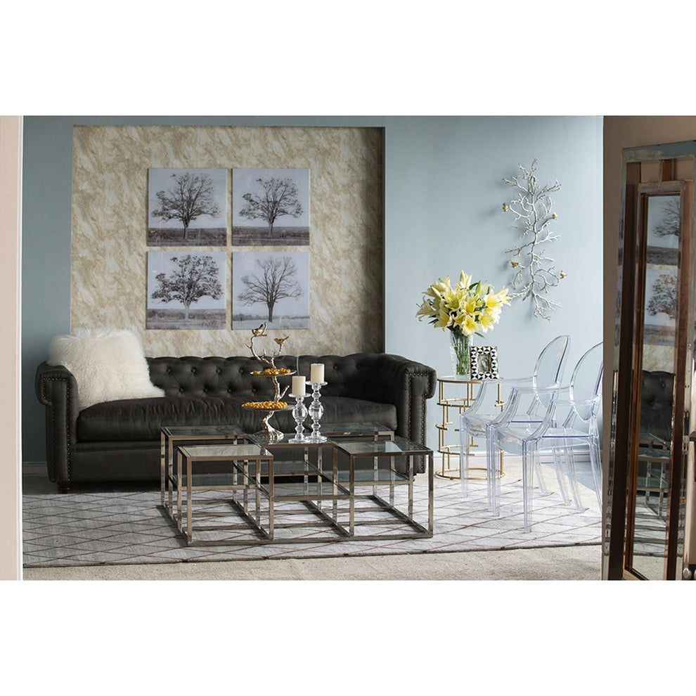 Modern 44" Silver Branch and Golden Birds Wall Art By Homeroots | Wall Decor | Modishstore - 4