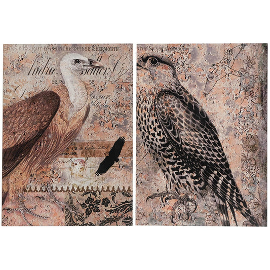 Set of 2 Antique Post Card Birds Wall Art By Homeroots | Wall Decor | Modishstore