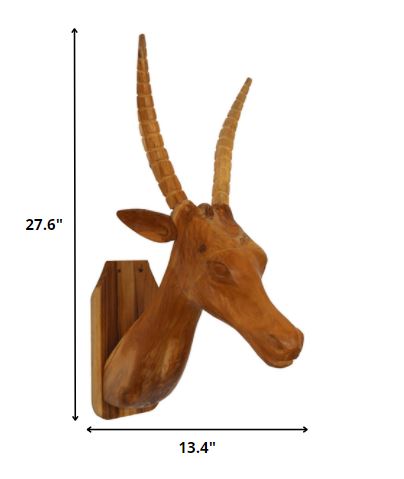 Elk Head Traditional Teak Root Wall Décor By Homeroots | Wall Decor | Modishstore - 2