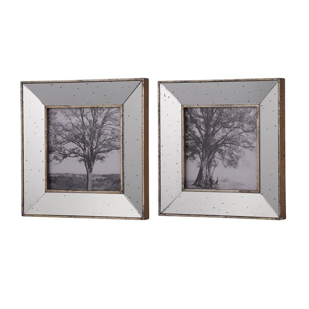 Set of 2 Vintage Style Mirrored Square Picture Frames By Homeroots | Wall Decor | Modishstore - 2