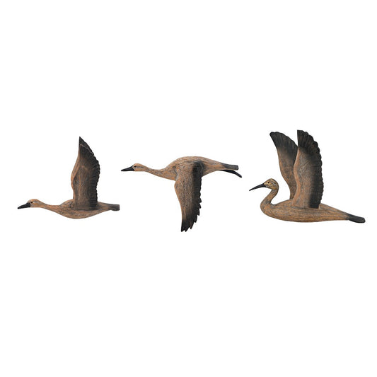 Set of Three Flying Geese Carved Wood 3D Wall Art By Homeroots | Wall Decor | Modishstore