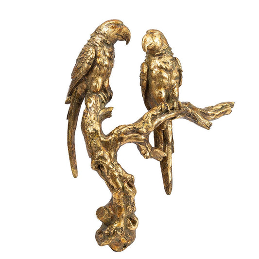 Antiqued Gold Parrots Sculpture By Homeroots | Wall Decor | Modishstore