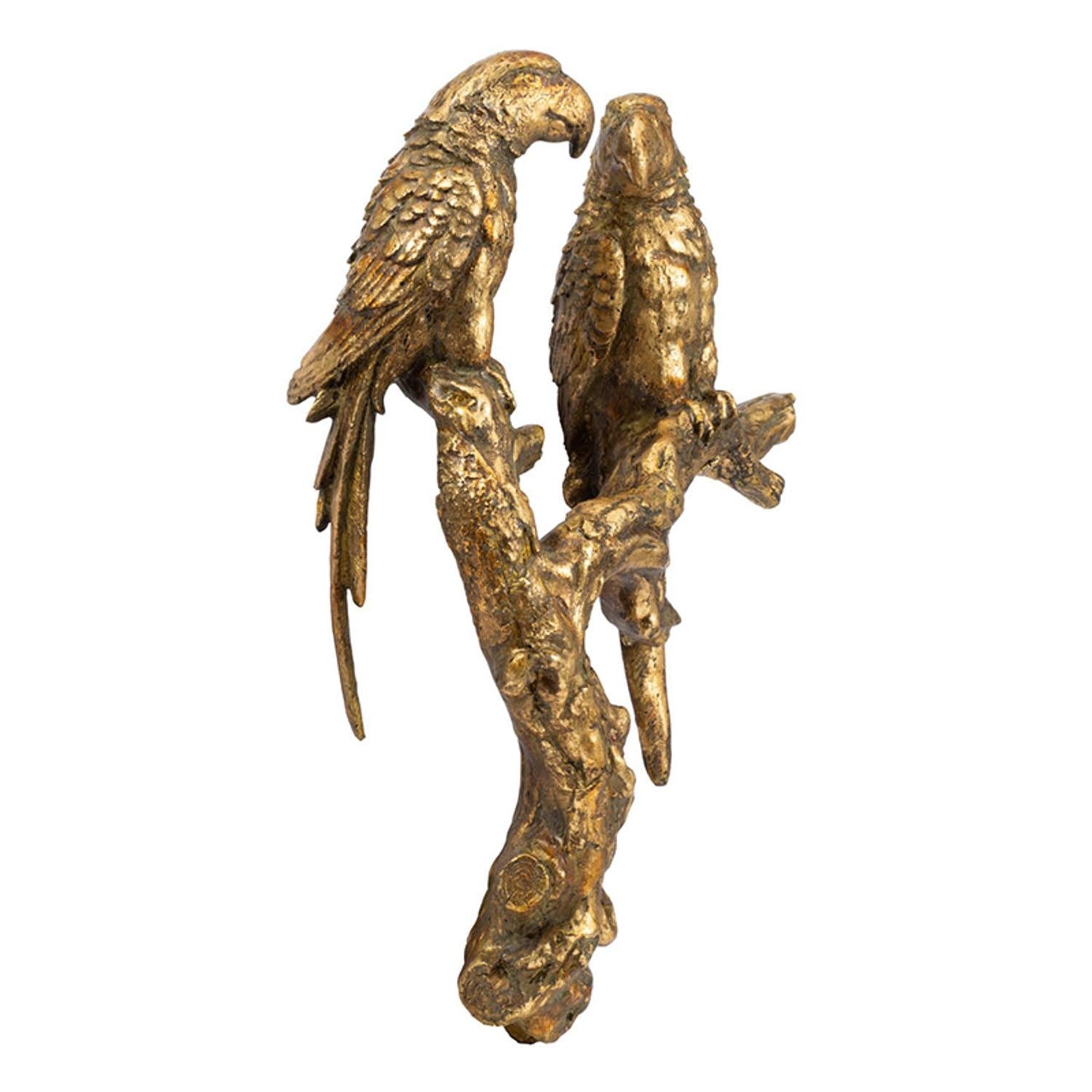 Antiqued Gold Parrots Sculpture By Homeroots | Wall Decor | Modishstore - 2